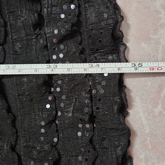 🎉HP🎉Little Black Dress Suzy with sequins and ruffled - lined stretchy form fit - Picture 11 of 12